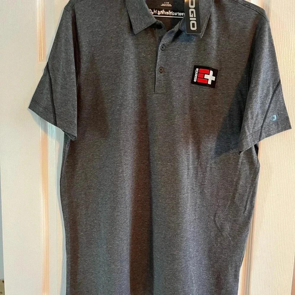OGIO Polo Shirt Size Large New, Heather Gray, Essential Water Logo stretch